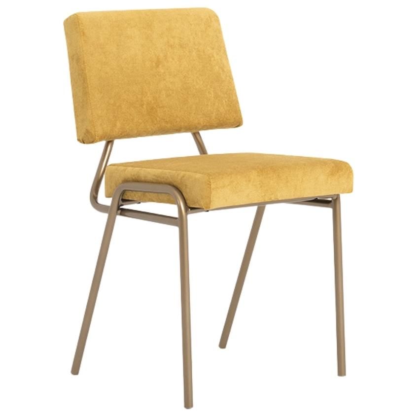 Nordic Design Žlutá látková jídelní židle Jim - Designovynabytek.cz