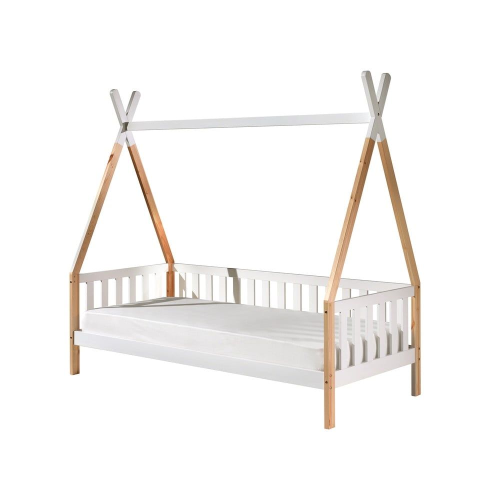Bílá dětská postel se zábranou Vipack Tipi, 90 x 200 cm - Bonami.cz