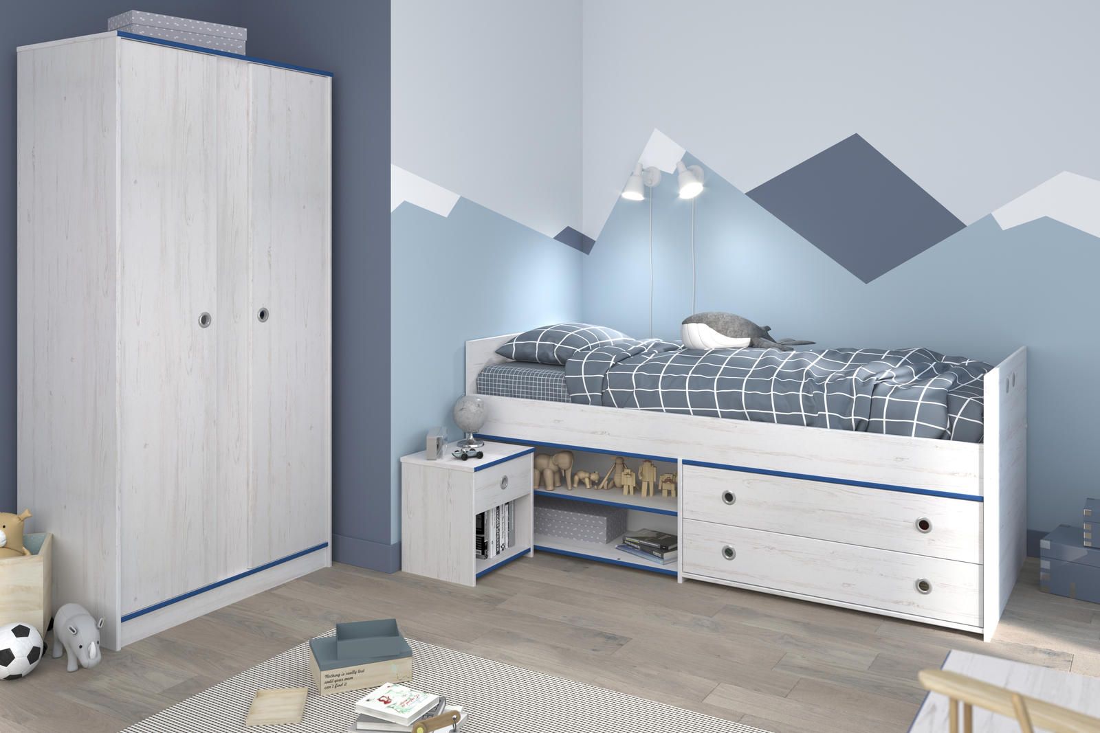 Aldo Dětská postel s prostorem Smoozy blue - Nábytek ALDO
