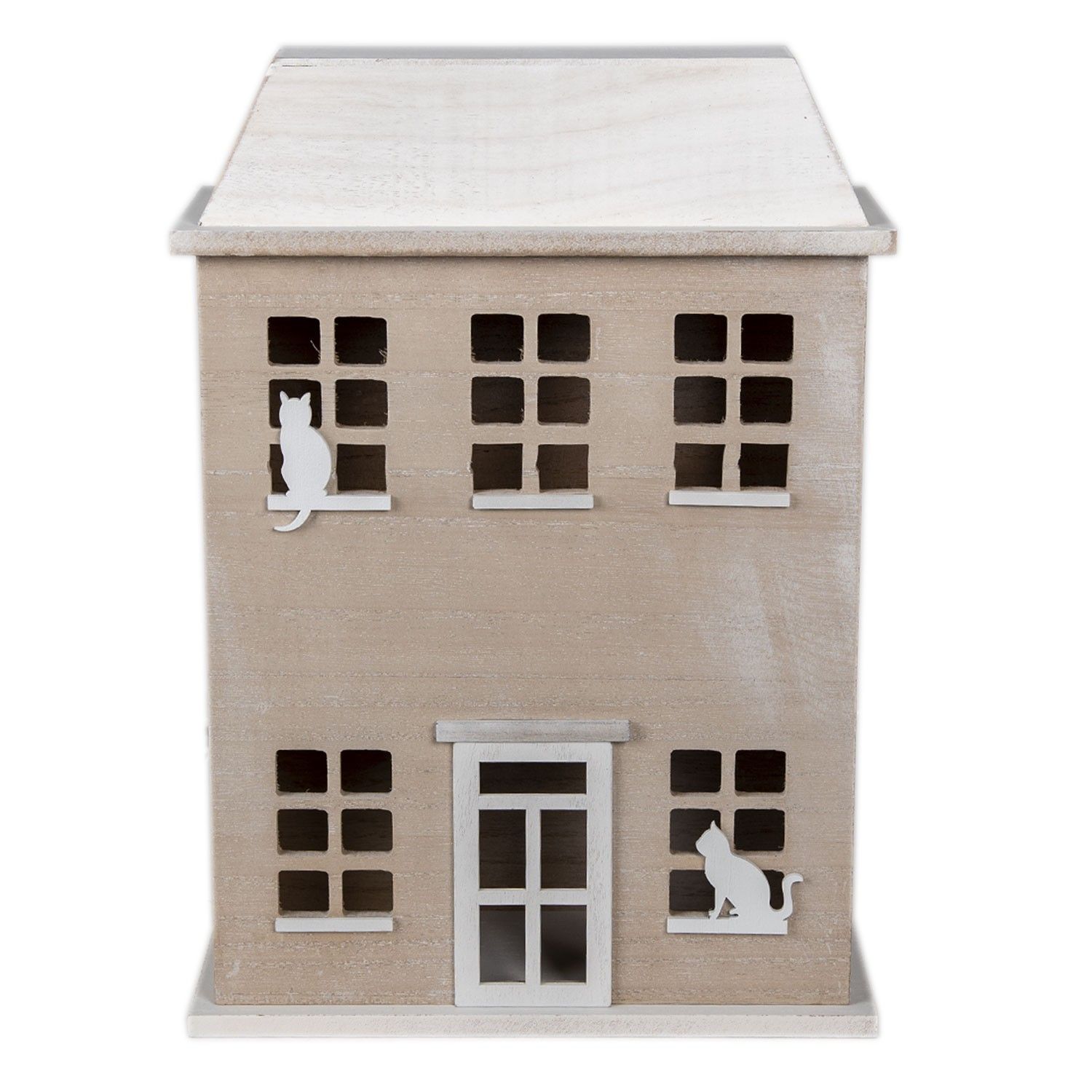 Dřevěný úložný box ve tvaru domku s kočky - 27*12*39 cm Clayre & Eef - LaHome - vintage dekorace