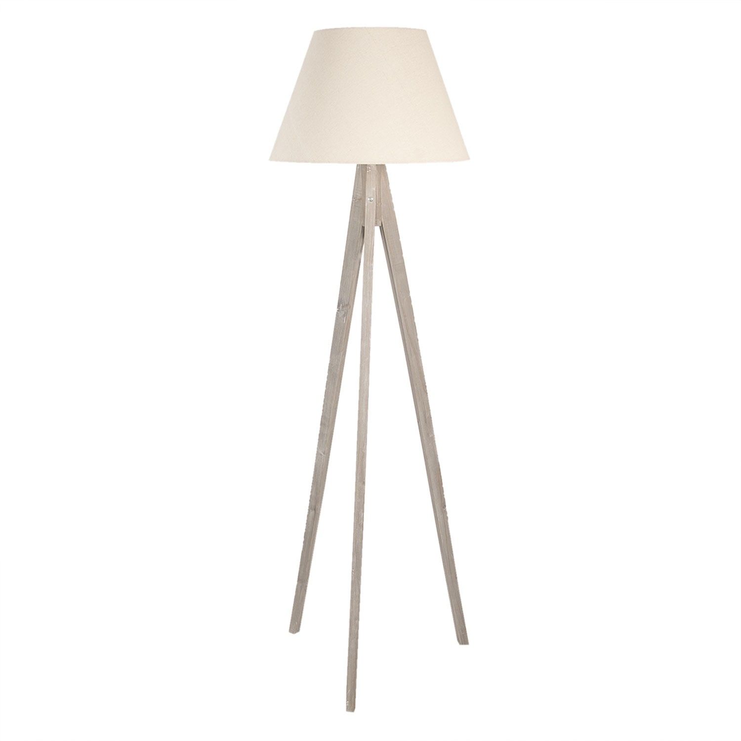 Béžová lampa s dřevěnou trojnožkou Antonio - 45*45*149 cm / E27 / max 40W Clayre & Eef - LaHome - vintage dekorace