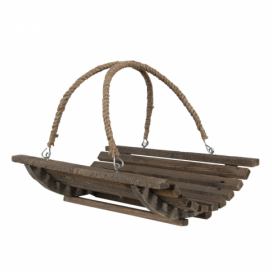 Dřevěný půlkruhový košík s jutovými uchy - 40*29*10 cm Clayre & Eef