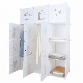 Tempo Kondela Dětská modulární skříň KITARO bílá / hnědý dětský vzor
