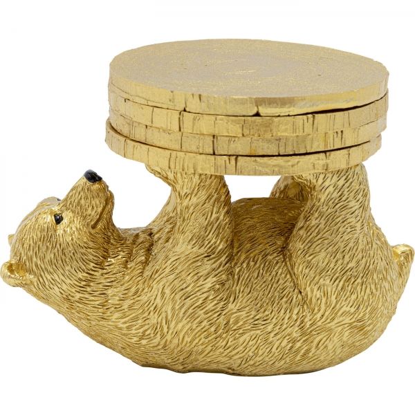 Soška Medvěd s podnosem na skleničku 7cm - KARE