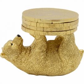 Soška Medvěd s podnosem na skleničku 7cm