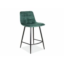Barová židle MILA H2 VELVET Černá konstrukce/Zelený BLUVEL 78