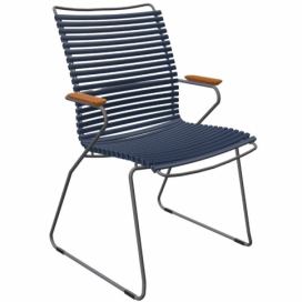 Tmavě modrá plastová zahradní židle HOUE Click II. s područkami