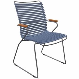 Modrá plastová zahradní židle HOUE Click II. s područkami