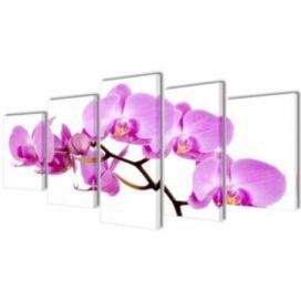 Sada obrazů, tisk na plátně, orchidej, 200 x 100 cm