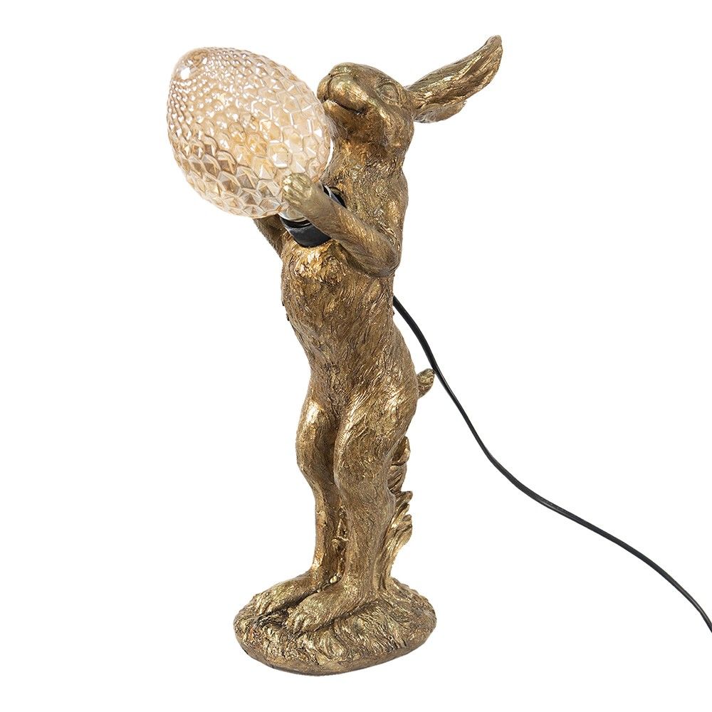 Zlatá stolní lampa s dekorací králíka Rabbien - 12*24*41 cm Clayre & Eef - LaHome - vintage dekorace