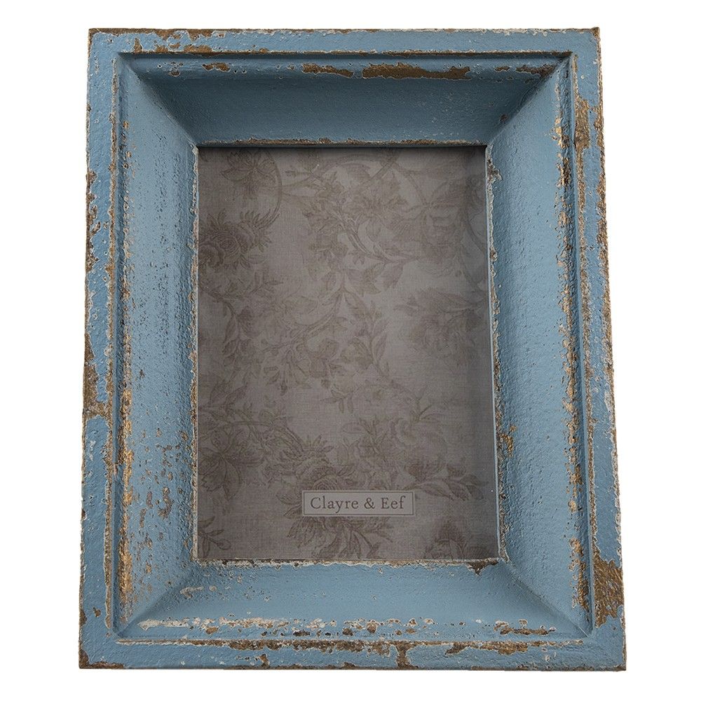 Modrý dřevěný fotorámeček s odřením - 21*5*26 cm / 13*17 cm Clayre & Eef - LaHome - vintage dekorace