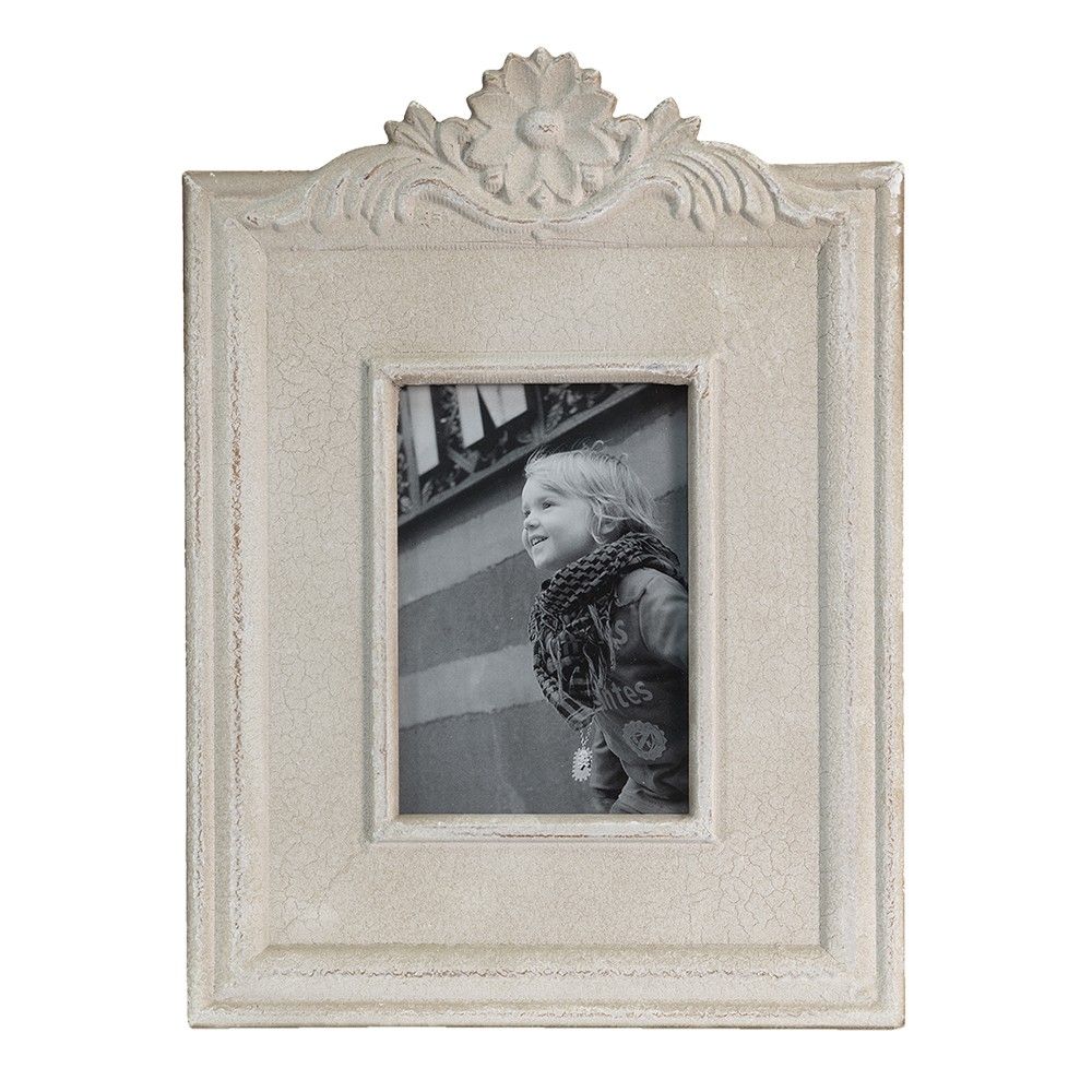 Krémový antik fotorámeček s popraskanou strukturou - 27*2*36 cm / 13*17 cm Clayre & Eef - LaHome - vintage dekorace