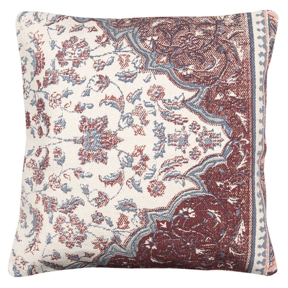 Růžový režný bavlněný povlak na polštář s ornamenty - 50*50 cm Clayre & Eef - LaHome - vintage dekorace