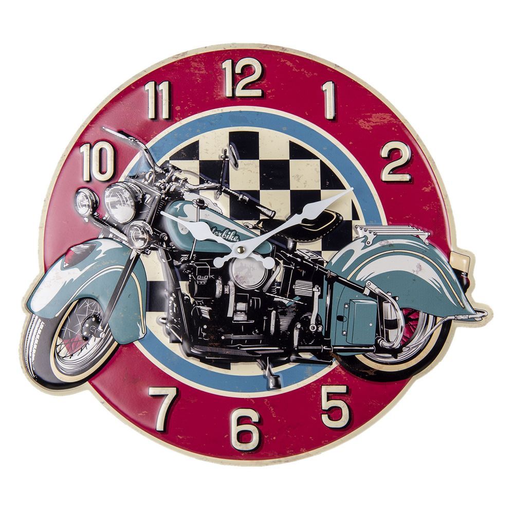 Nástěnné hodiny Motorbike - 44*39 cm / 1*AA Clayre & Eef - LaHome - vintage dekorace