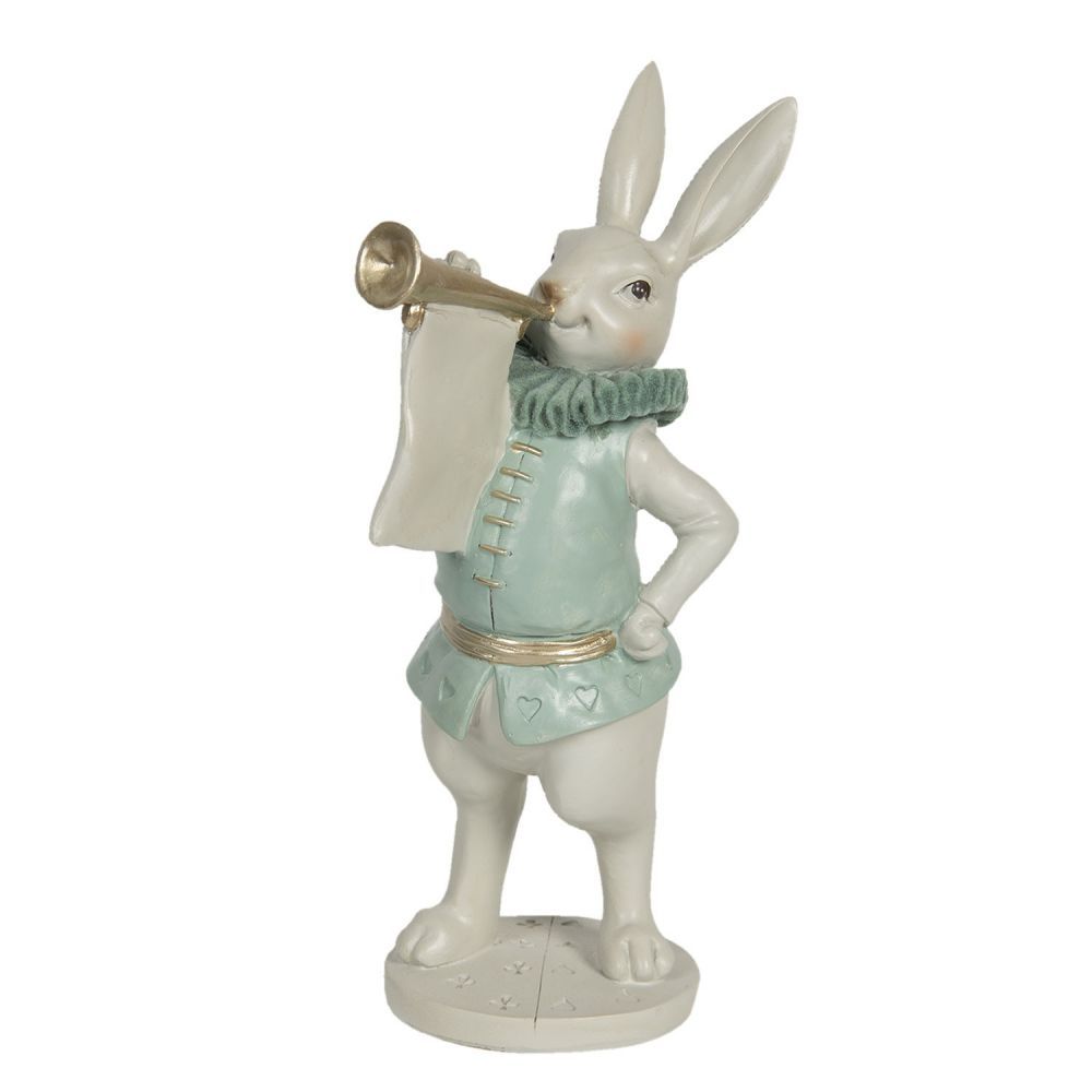 Velikonoční dekorační soška králíka s trubkou - 12*12*29 cm Clayre & Eef - LaHome - vintage dekorace