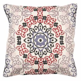 Béžový režný bavlněný povlak na polštář s barevnými ornamenty - 50*50 cm Clayre & Eef LaHome - vintage dekorace