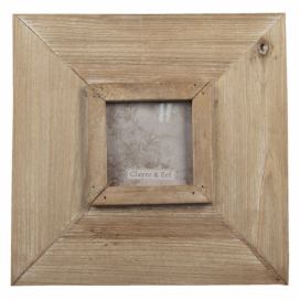 Hnědý antik dřevěný fotorámeček s patinou - 25*2*25 cm/ 9*9cm Clayre & Eef