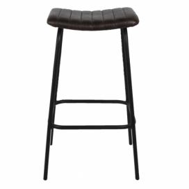 Černá barová stolička s koženým sedákem Pite - 45*37*76 cm Clayre & Eef
