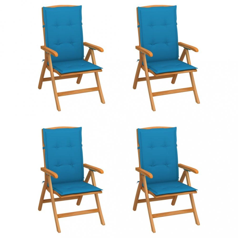 Zahradní židle 4 ks teak / látka Dekorhome Světle modrá - DEKORHOME.CZ