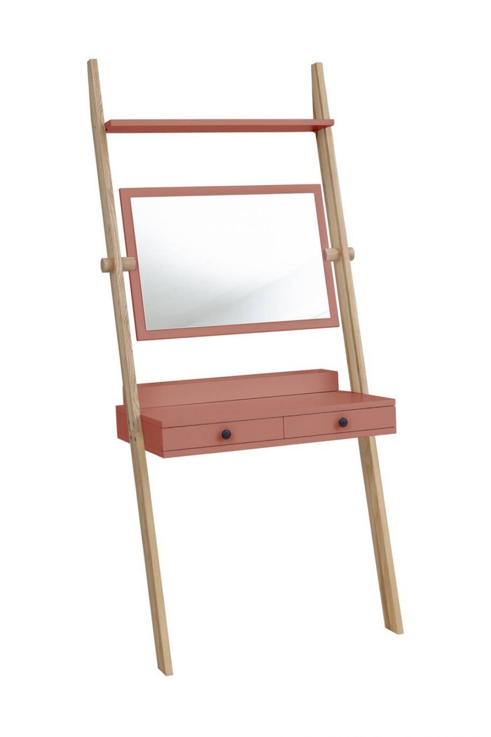 Ragaba Toaletní stolek se zrcadlem Hilding, 49x79x183 cm, starorůžová/přírodní - MUJ HOUSE.cz