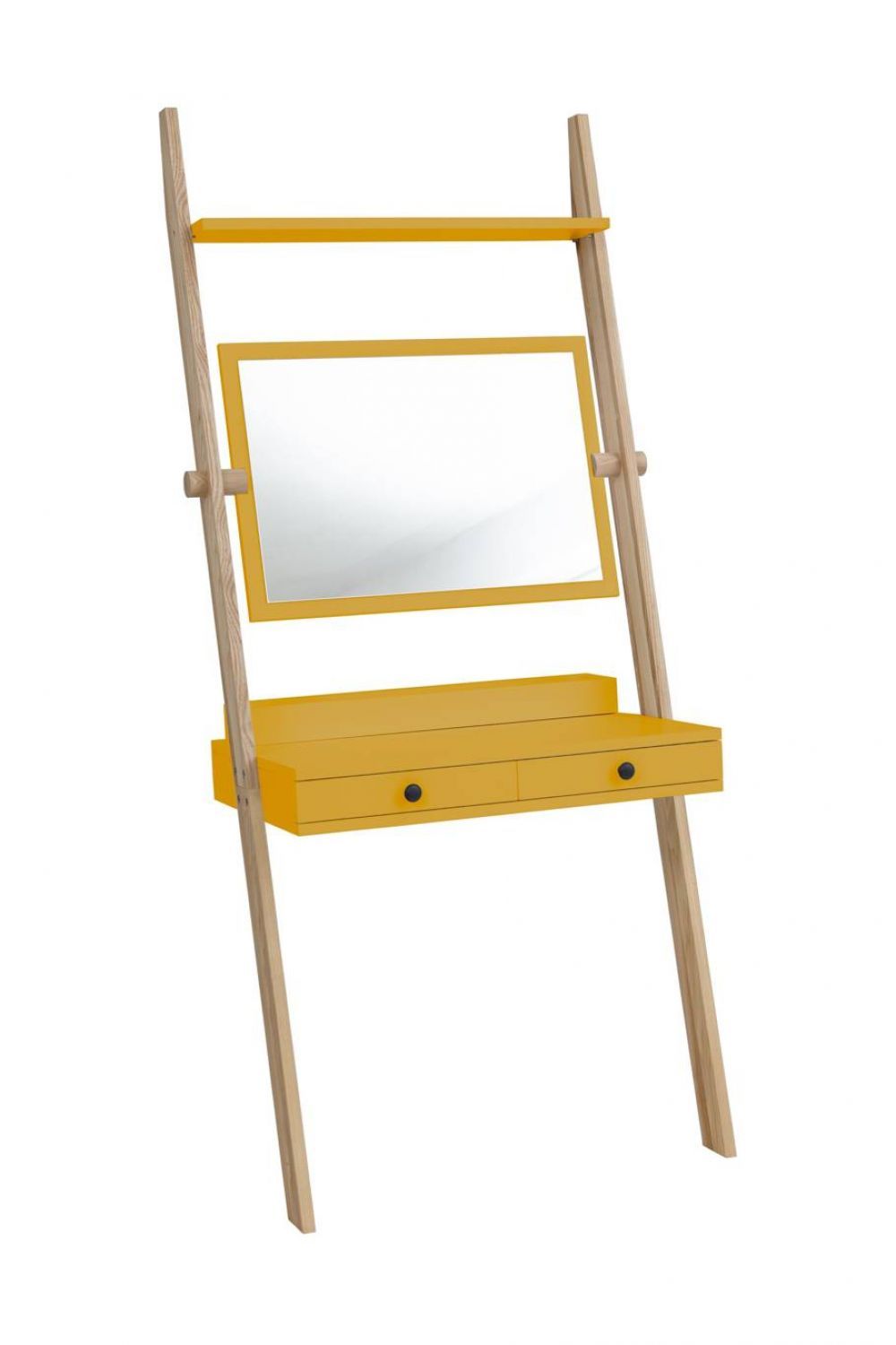 Ragaba Toaletní stolek se zrcadlem Hilding, 49x79x183 cm, okrově žlutá/přírodní - MUJ HOUSE.cz