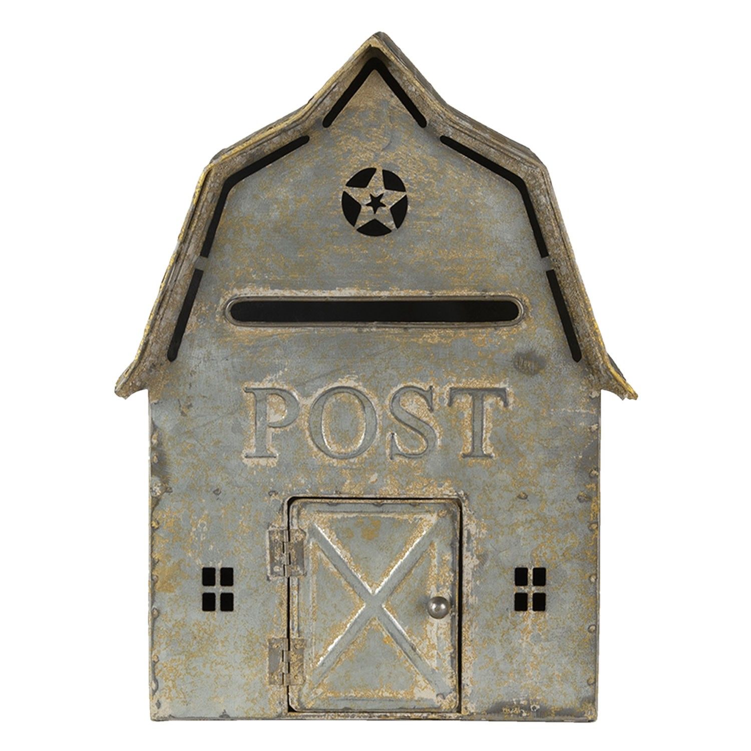 Šedá retro poštovní schránka ve tvaru domu Post - 26*11*35 cm Clayre & Eef - LaHome - vintage dekorace