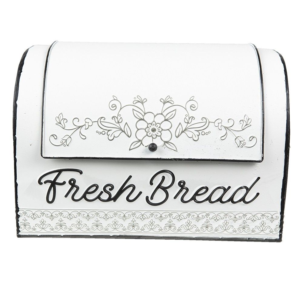 Bílý plechový retro chlebník Fresh Bread - 30*20*20 cm Clayre & Eef - LaHome - vintage dekorace