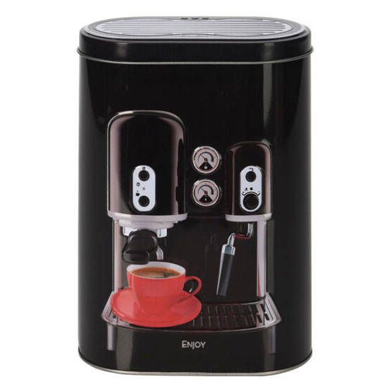EH Excellent Houseware Dóza na kávu ESPRESSO v černé barvě, kovová, 13,5 x 7,5 x 19,2 cm - EMAKO.CZ s.r.o.