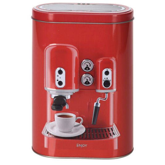 EH Excellent Houseware Dóza na kávu ESPRESSO v červené barvě, kovová, 13,5 x 7,5 x 19,2 cm - EDAXO.CZ s.r.o.