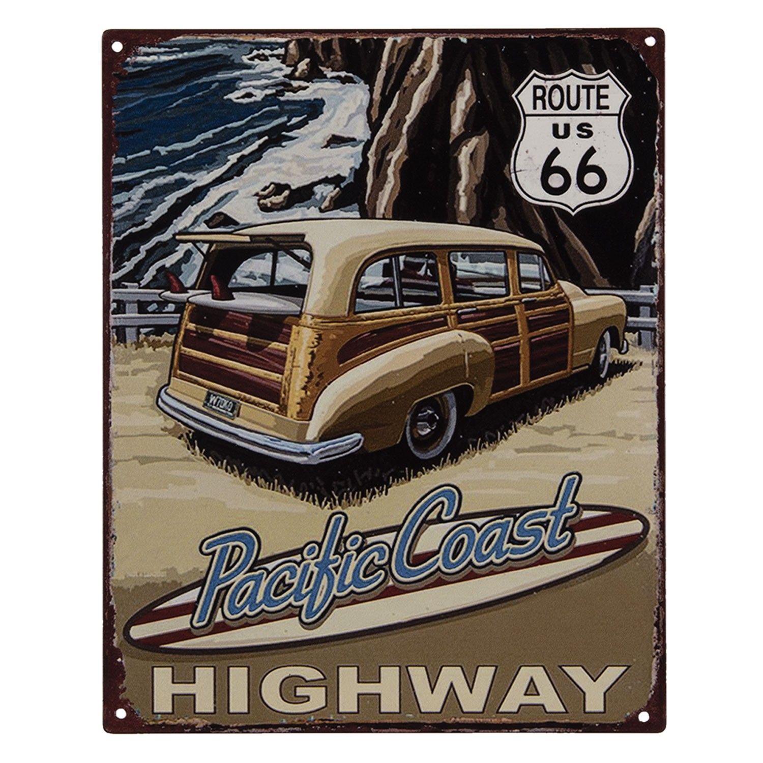 Nástěnná kovová cedule Highway - 25*20 cm Clayre & Eef - LaHome - vintage dekorace