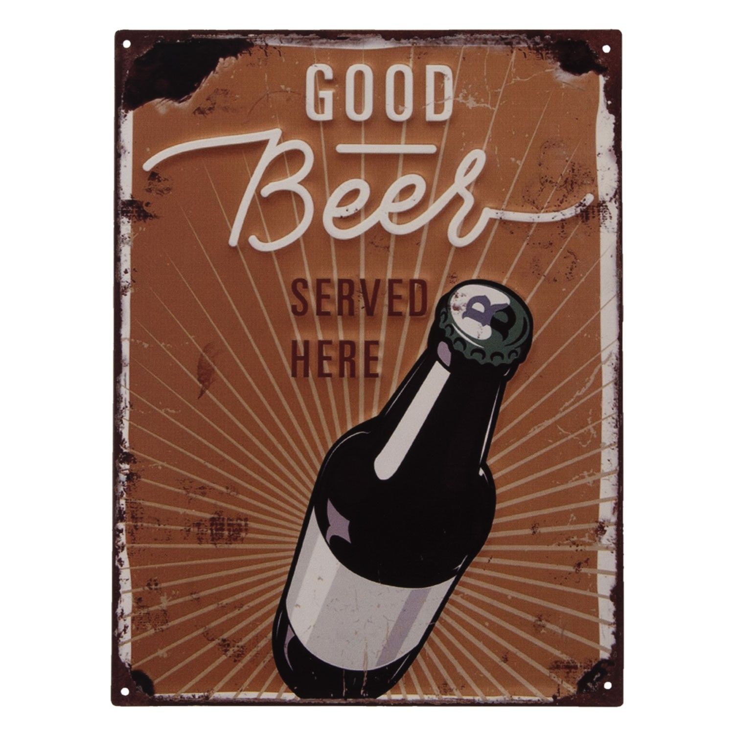 Nástěnná kovová cedule Good beer - 33*25 cm Clayre & Eef - LaHome - vintage dekorace