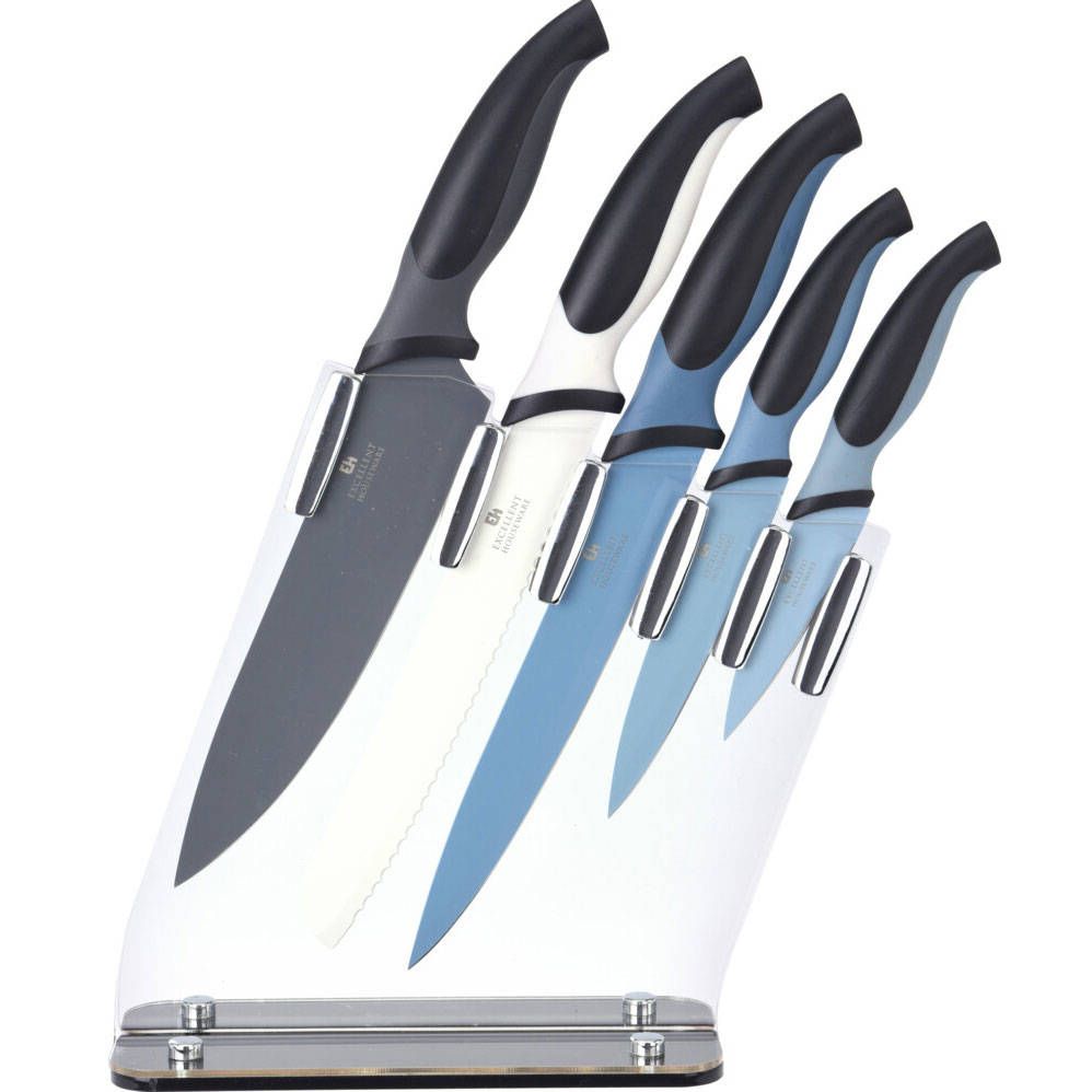 EH Excellent Houseware Sada kuchyňských nožů + stojan, 5 ks - EDAXO.CZ s.r.o.