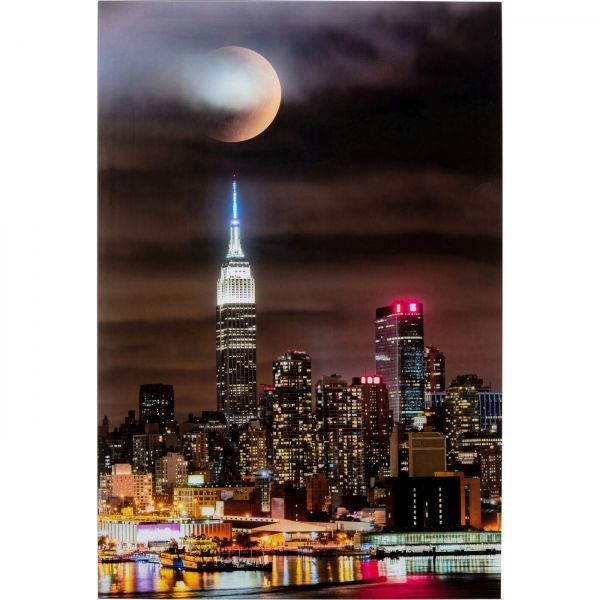 Skleněný obraz Měsíc nad mrakodrapy 80x120cm - KARE