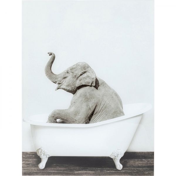 Skleněný obraz Slon ve vaně 60x80cm - KARE