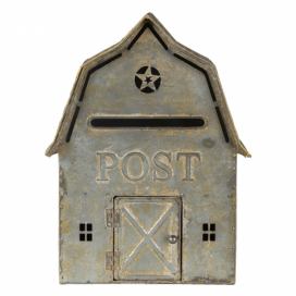 Šedá retro poštovní schránka ve tvaru domu Post - 26*11*35 cm Clayre & Eef