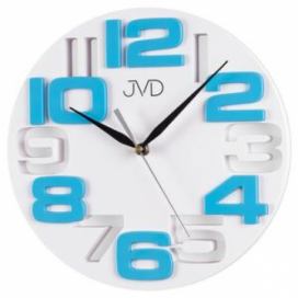 Světle modré designové nástěnné hodiny JVD H107.6