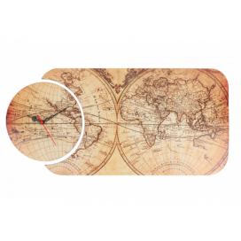 Hanah Home Nástěnné hodiny Mapa polokoule 68x32 cm vícebarevné