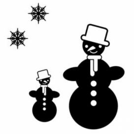Sněhulák s vločkami - Dětské vánoční samolepky na okno