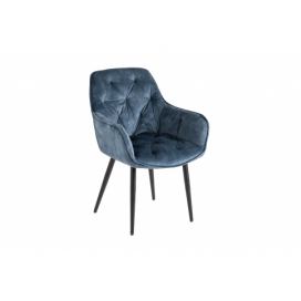 LuxD Designová stolička Garold petrolejový samet - Skladem