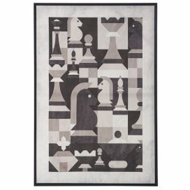 Zarámovaný obraz na plátně šachy 63 x 93 šedý BANDO