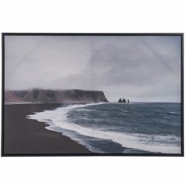 Zarámovaný obraz na plátně moře 63 x 93 cm modrošedý ORTONA Beliani.cz