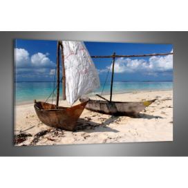 Obraz Loď na pláži 75x50