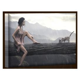 LED obraz Dívka v dešti 45x30 cm