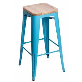 Barová židle Paris 75cm Dřevěná-Jasan modrá 