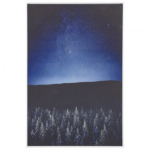 Zarámovaný obraz na plátně noční krajina 63 x 93 cm černomodrý LORETO Beliani.cz