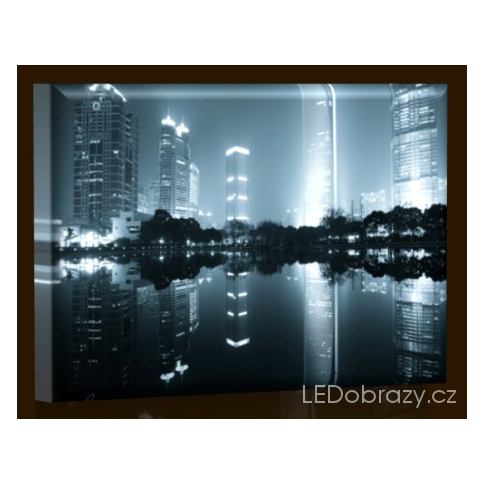 LED obraz Šanghai v noci 45x30 cm LEDobrazy.cz