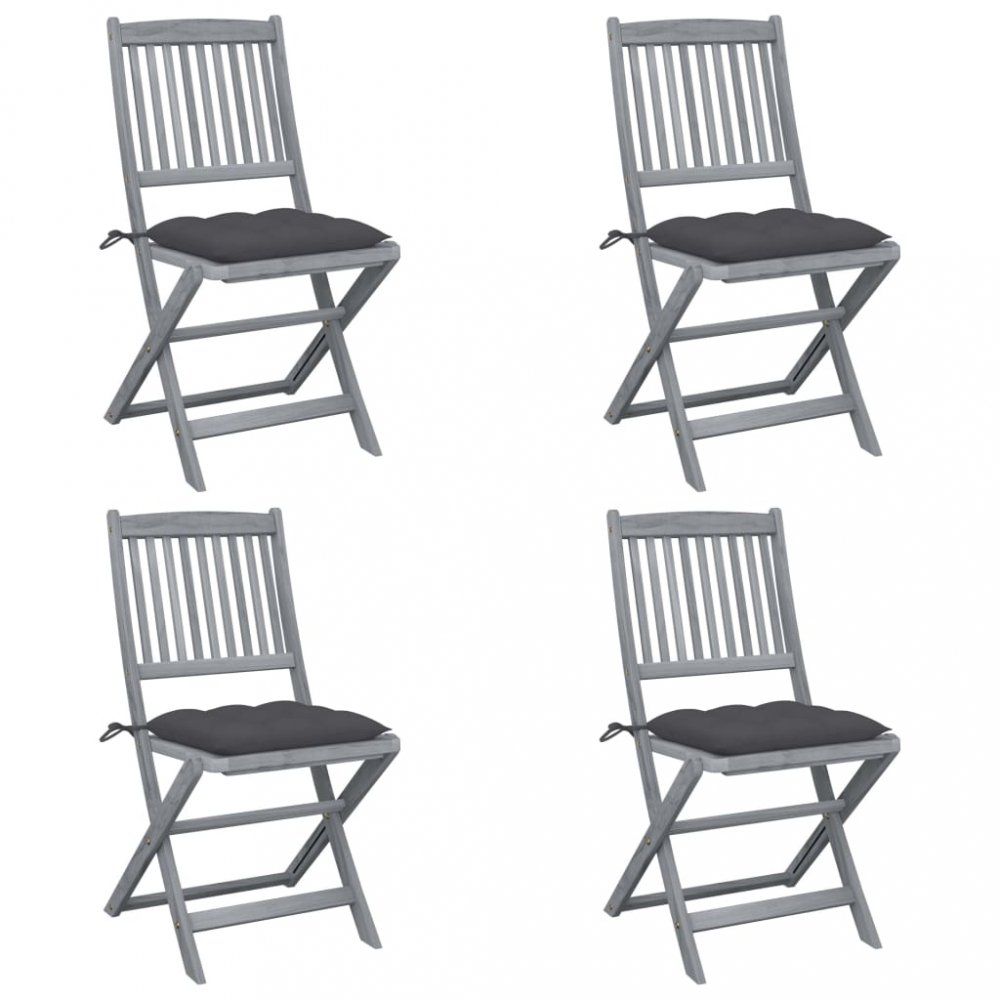 Skládací zahradní židle s poduškami 4 ks šedá Dekorhome Antracit - DEKORHOME.CZ