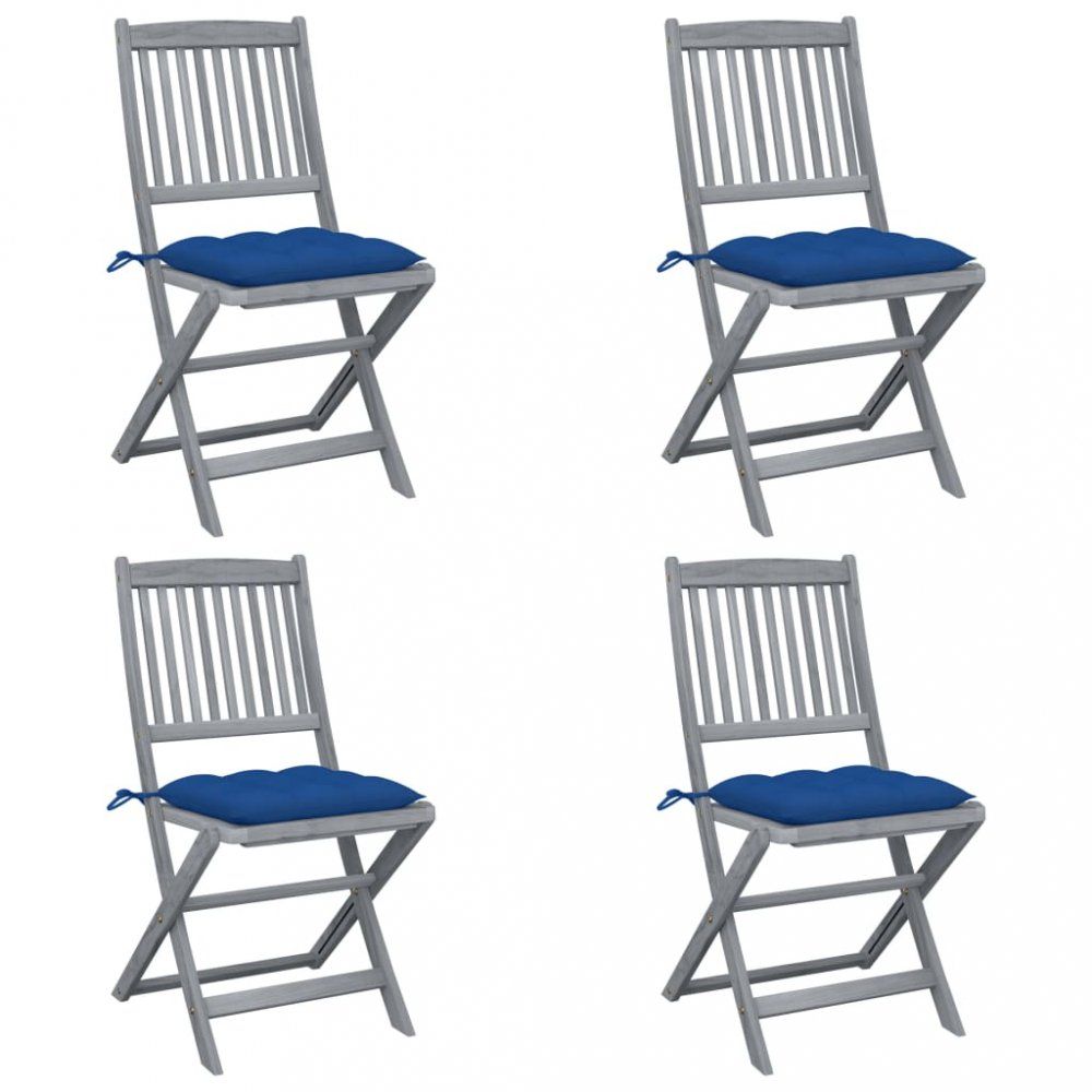 Skládací zahradní židle s poduškami 4 ks šedá Dekorhome Modrá - DEKORHOME.CZ