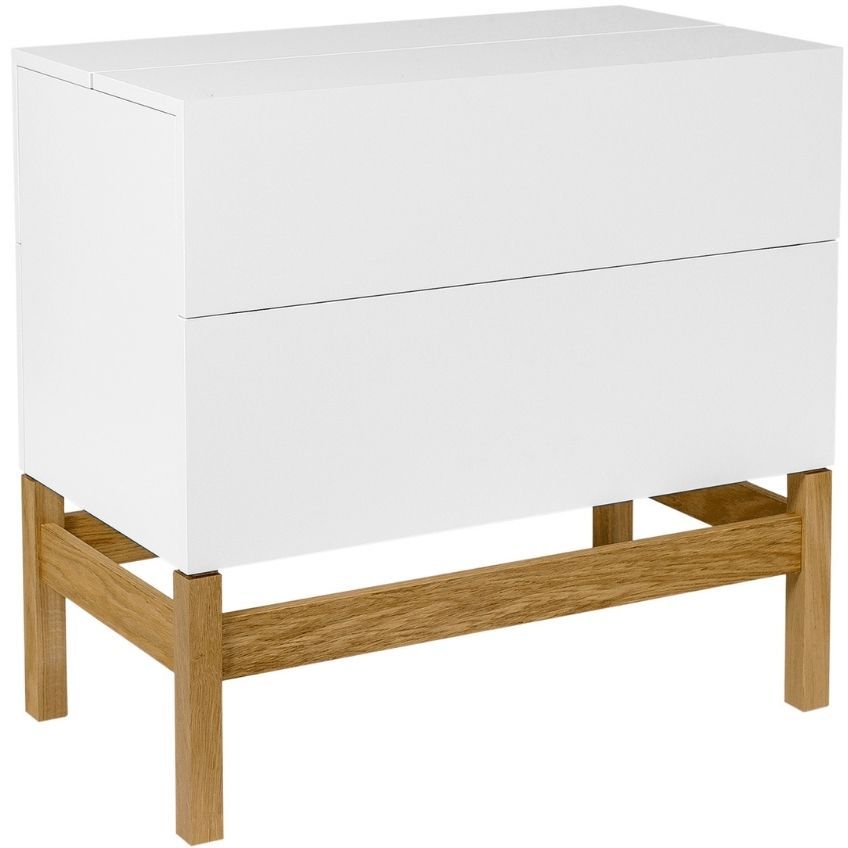 Bílý barový stolek Woodman Grande s dubovou podnoží 75x40 cm - Designovynabytek.cz