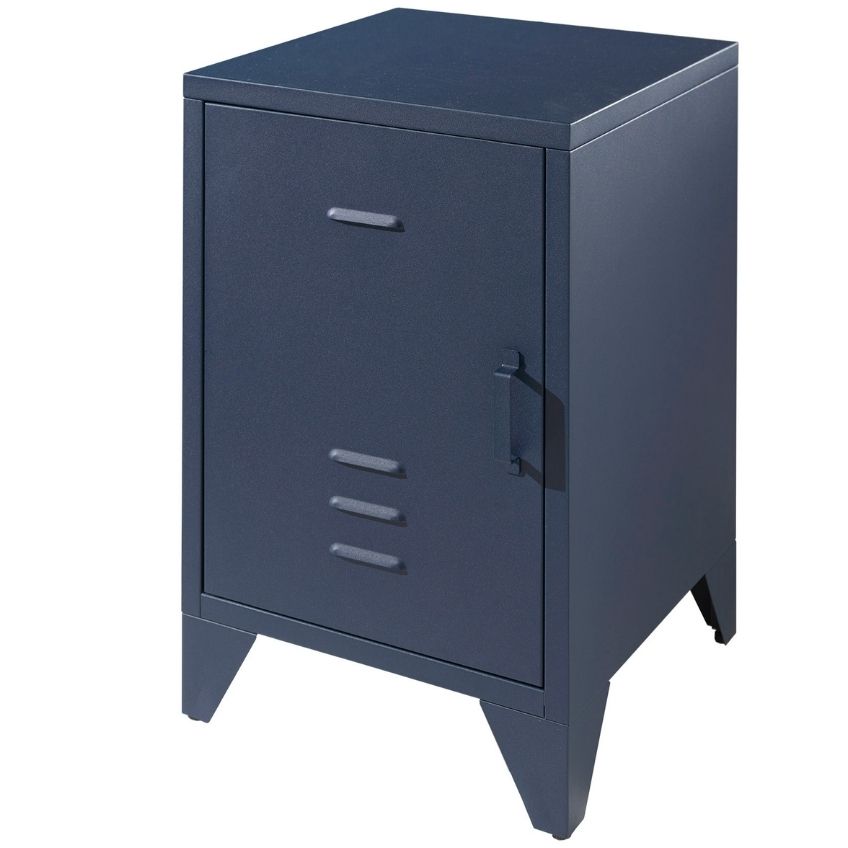 Modrý kovový noční stolek Vipack Bronxx 40 x 40 cm - Designovynabytek.cz